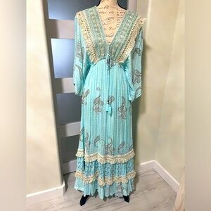 Zury 100% Viscose Paisley Fringe Boho Maxi Dress NWOT